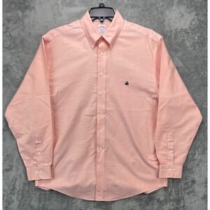Brooks Brothers Men's 346 Shirt Large Peach Cotton Long Sleeve‎ Button Up